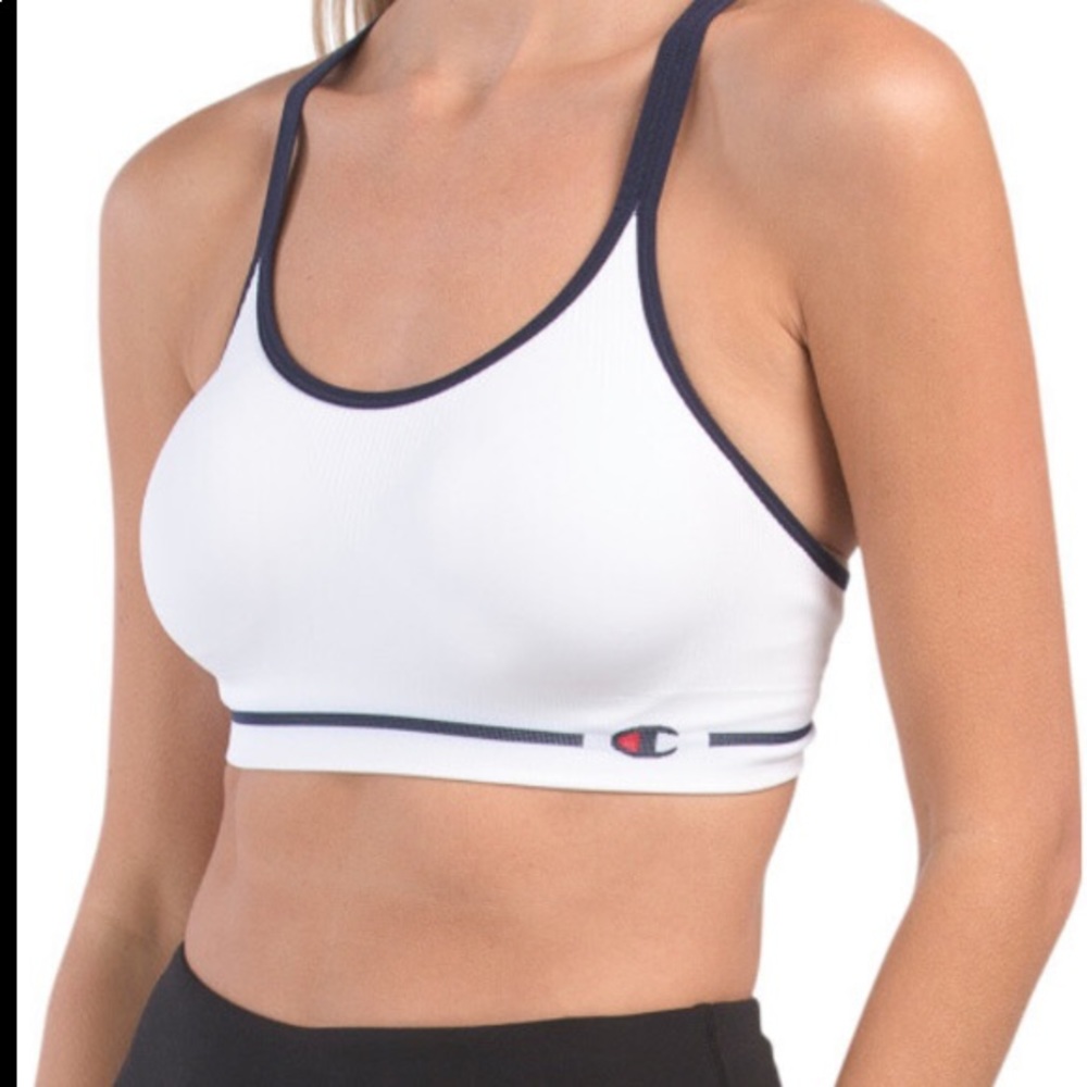Champion Logo Stripe Sports Bra